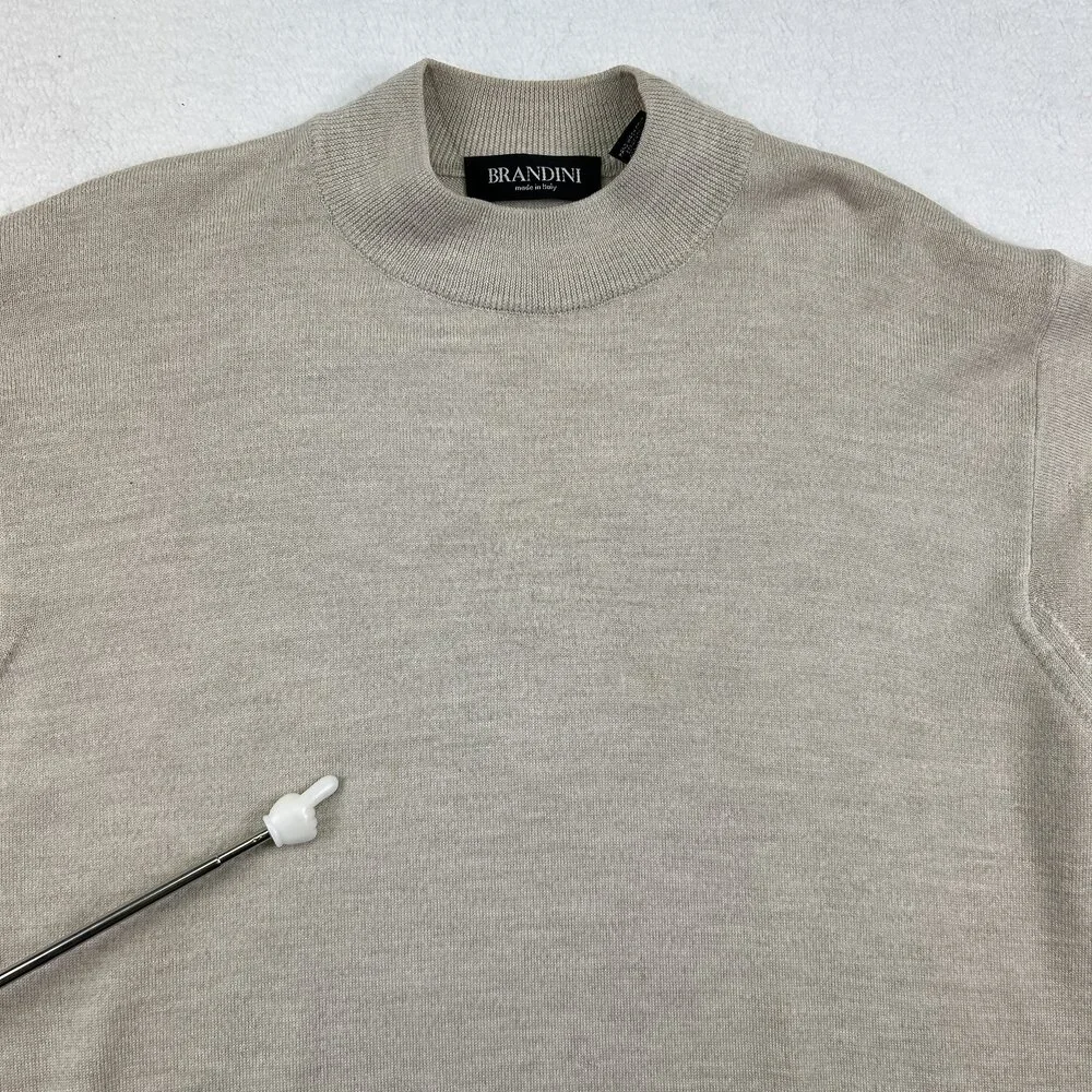 Brandini Sweater Mens Large Tall Woolmark 100% Merino Wool Crewneck Italy